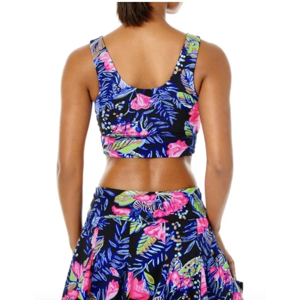 Lilly Pulitzer San Remo Luxletic Floral Skort & Sport Bra Top Set Women's Large